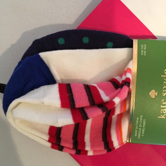 ⬇️⬇️ Kate Spade Multicolored Socks 3-Pack NWT - Picture 3 of 8